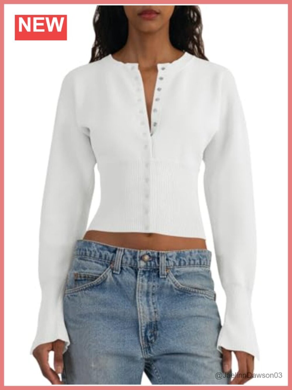 Women's Cropped Sweater Cardigan V-Neck Button Down Ribbed Knit Long Sleeve